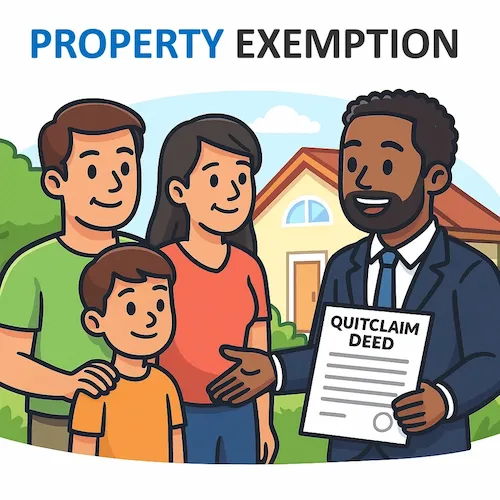 Florida family discussing property transfer documents with quitclaim deed