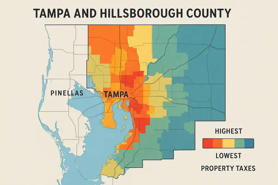 Hillsborough County property tax rate map showing municipal variations
